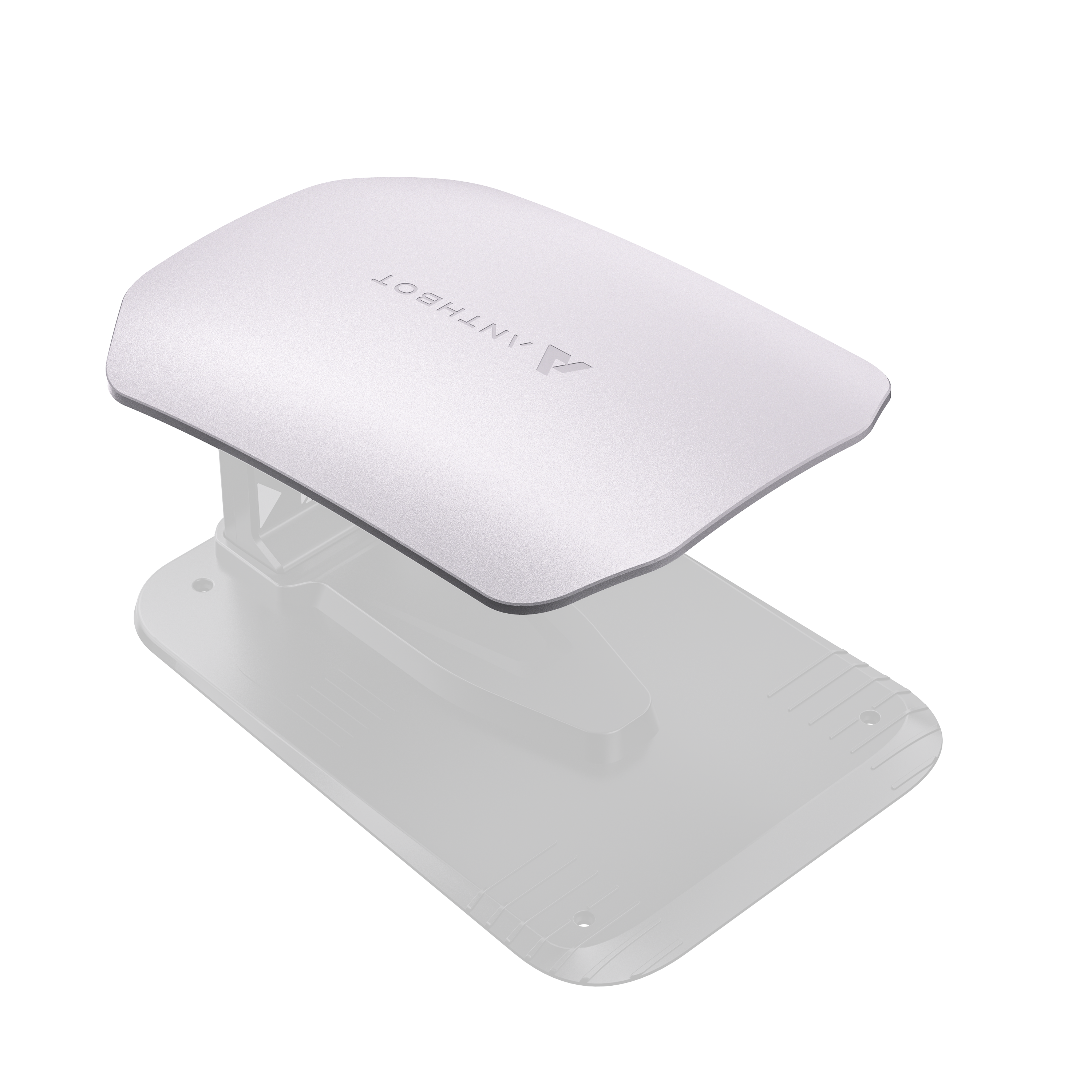 ANTHBOT Garage M angled view with protective cover and base for M5 and M9 robot mowers.