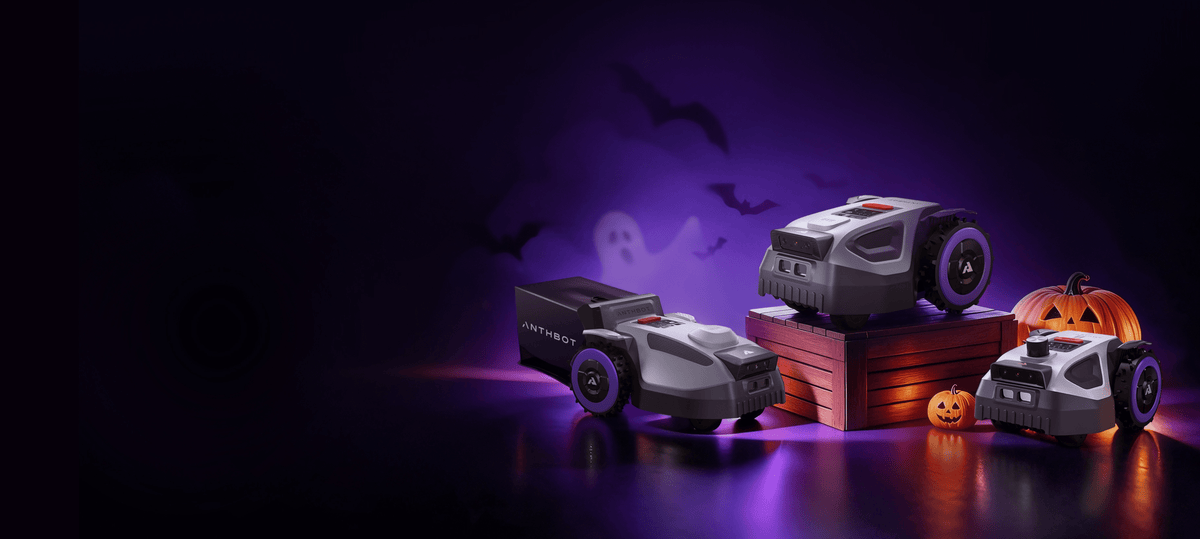 Robot Lawn Mower Halloween Sale Banner